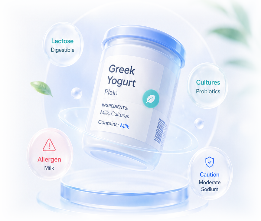 LabelInfo app preview with ingredient label reading visuals